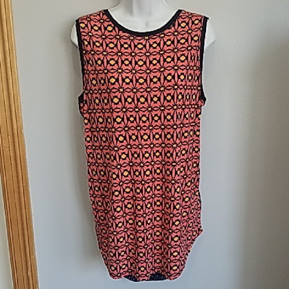 STYLUS Coral and Blue Patterned Tank Top